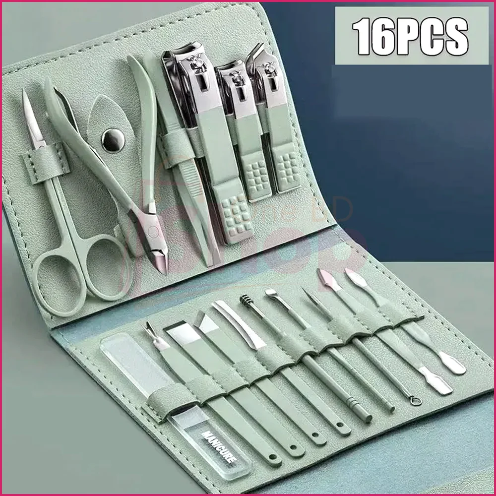 Premium Manicure Pedicure Set – Professional Stainless Steel Nail Cutter & Grooming Kit for Men & Women (16 Pieces)